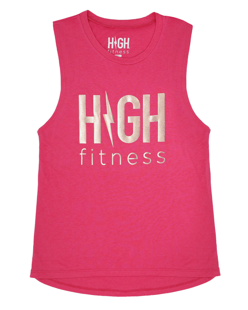 Rose Gold Foil Muscle Tank | Pink