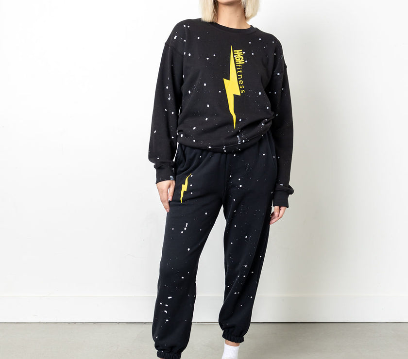 Plush Poly-Blend | Sweatsuit Black Paint Splatter