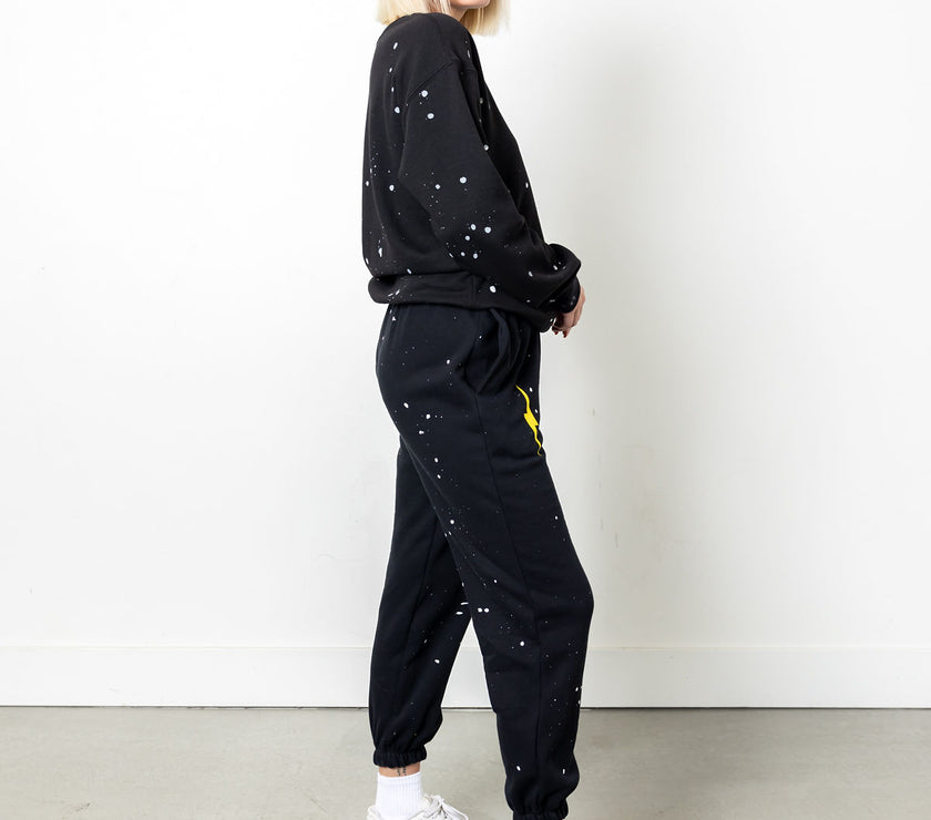 Plush Poly-Blend | Sweatsuit Black Paint Splatter