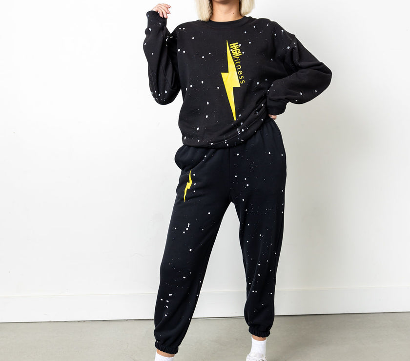 Plush Poly-Blend | Sweatsuit Black Paint Splatter
