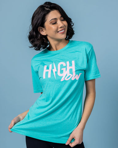 HIGH Fitness Muscle Tank-Teal with Light Pink