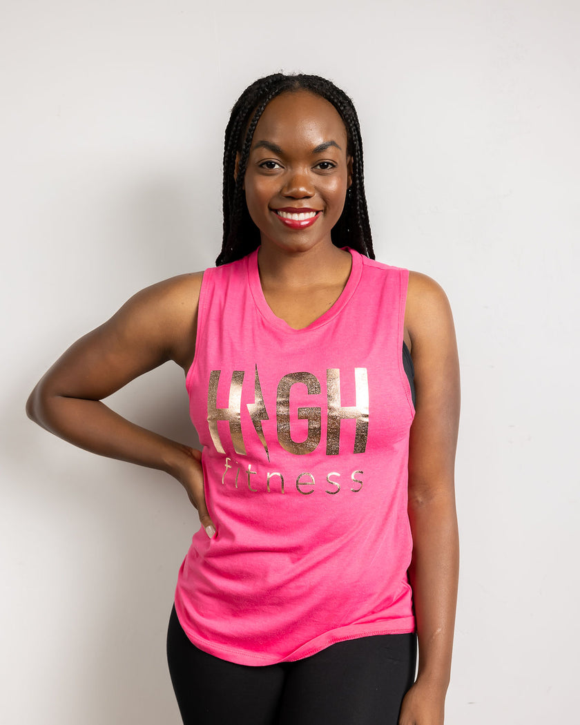 Rose Gold Foil Muscle Tank | Pink