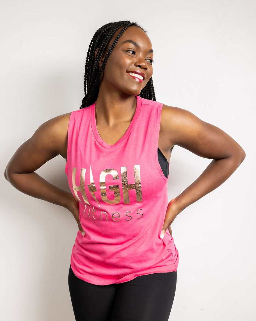 Rose Gold Foil Muscle Tank | Pink