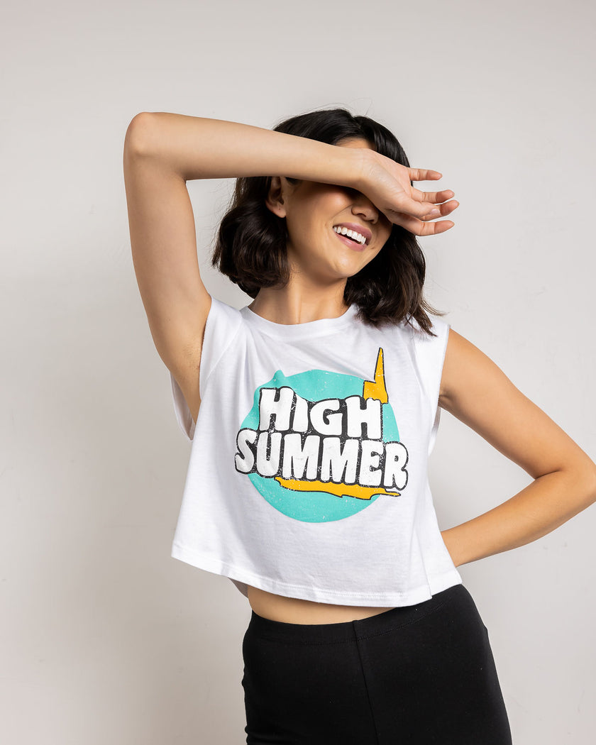 Blue Summer High Logo Crop | White