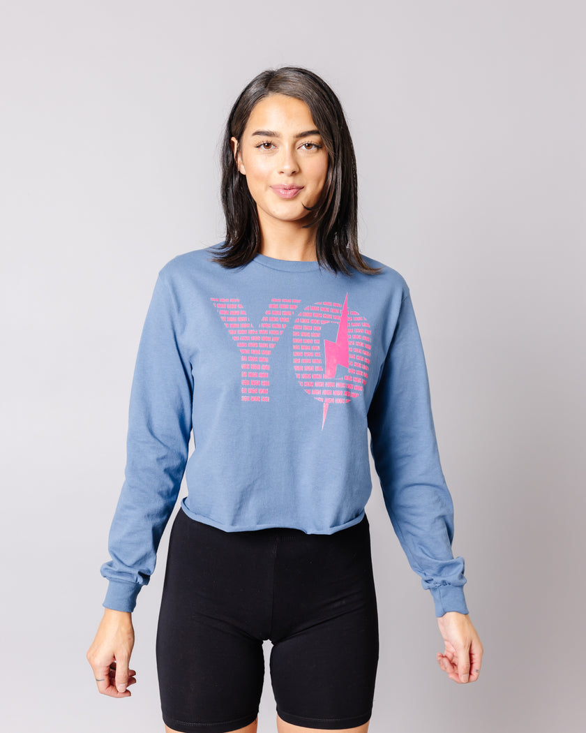 HIGH-YO Long Sleeve Crop | Indigo Blue