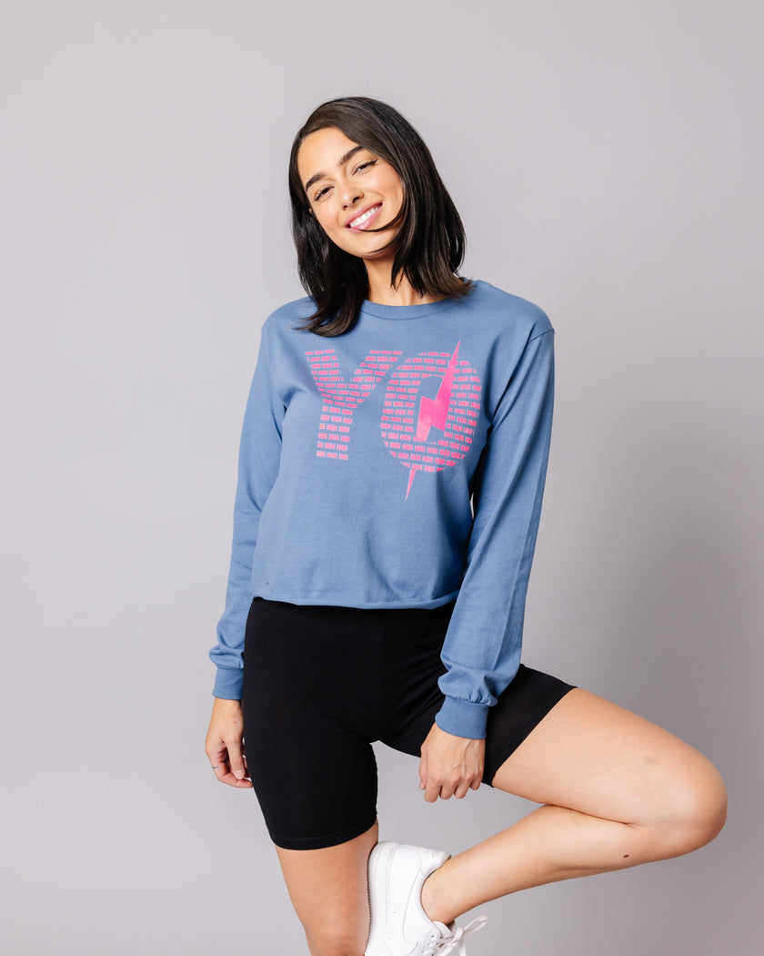 HIGH-YO Long Sleeve Crop | Indigo Blue