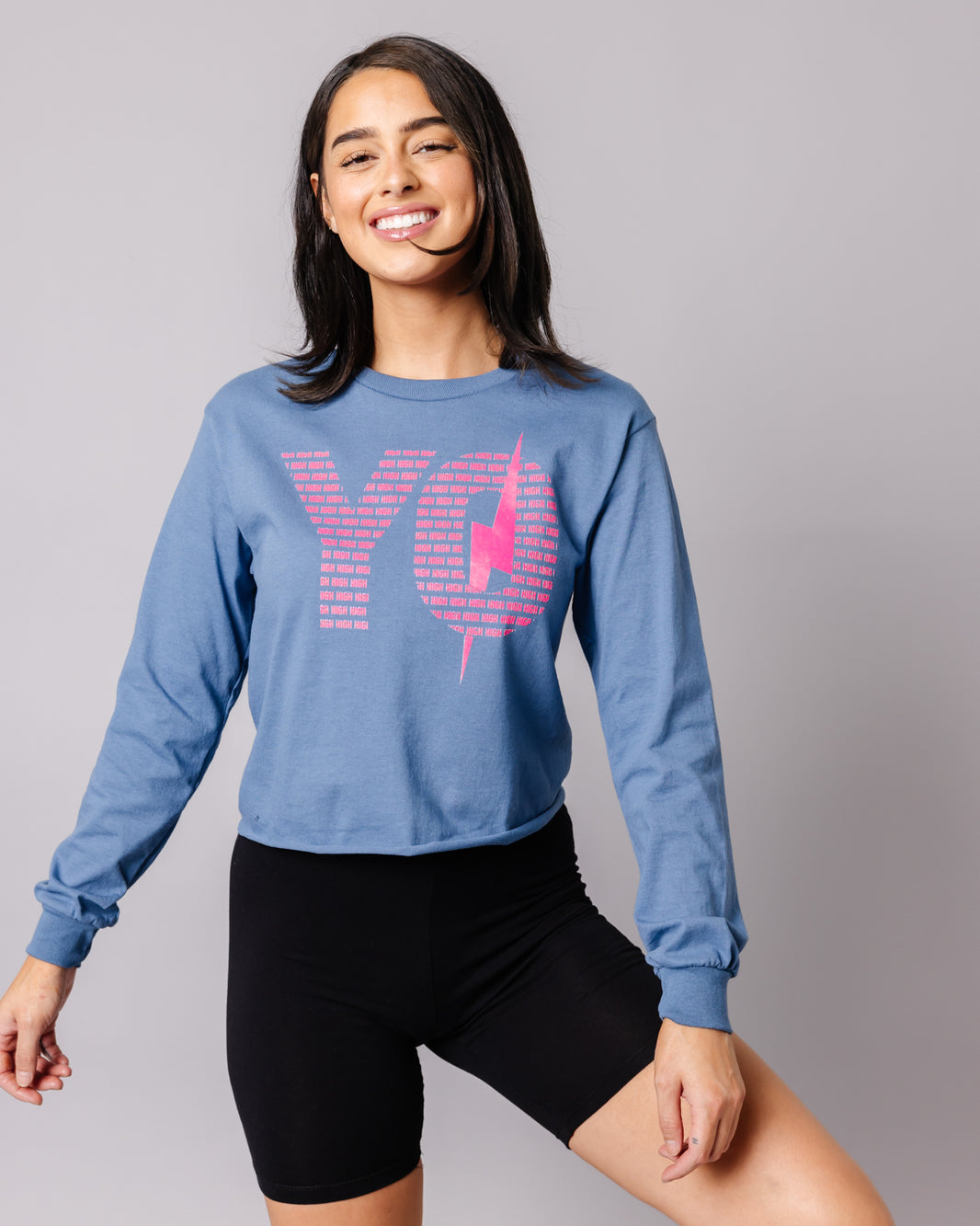 HIGH-YO Long Sleeve Crop | Indigo Blue