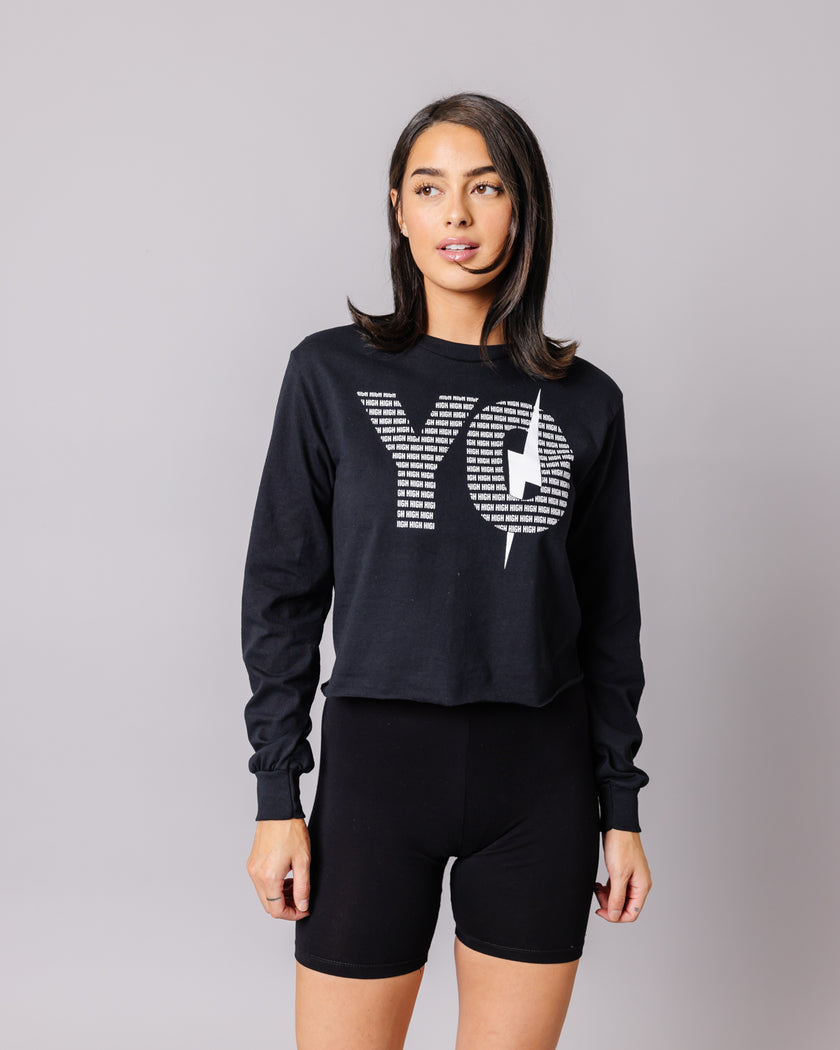 HIGH-YO Long Sleeve Crop | Black