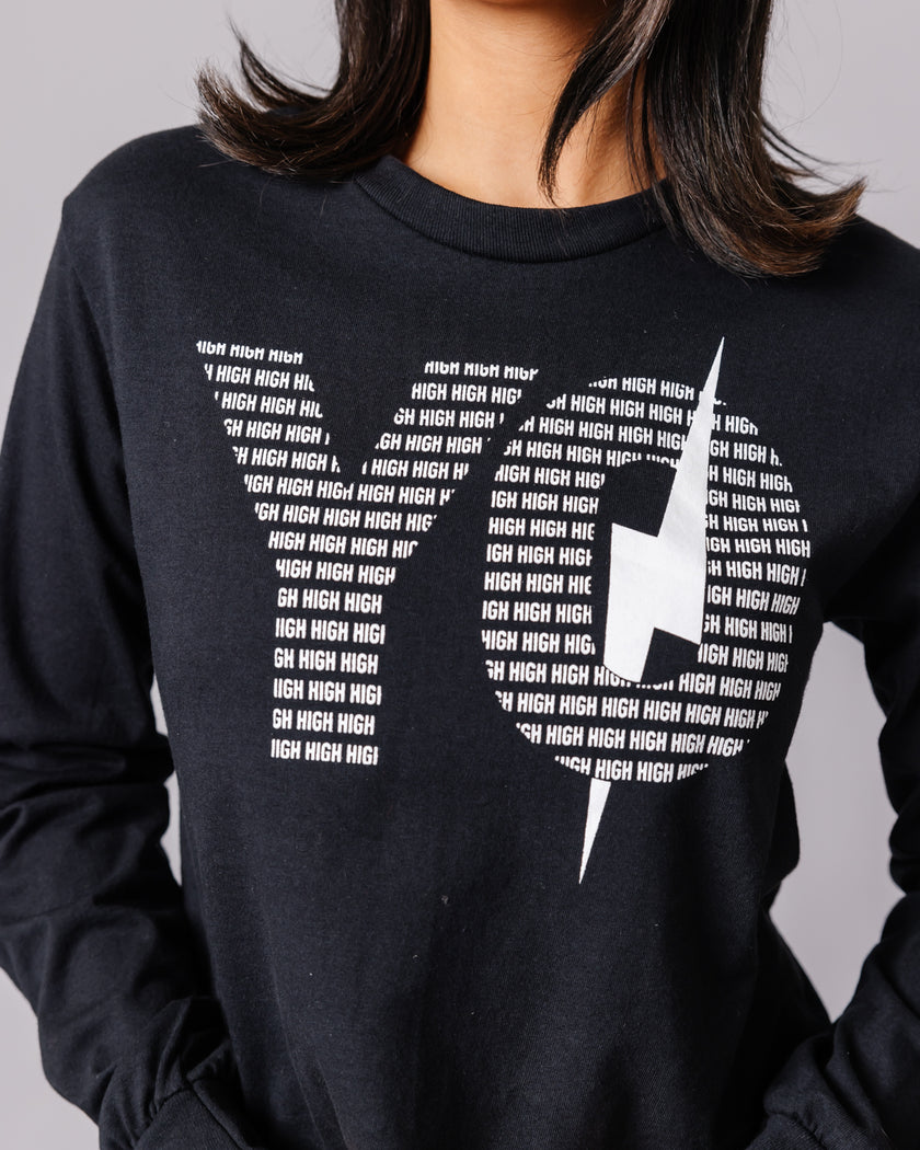 HIGH-YO Long Sleeve Crop | Black