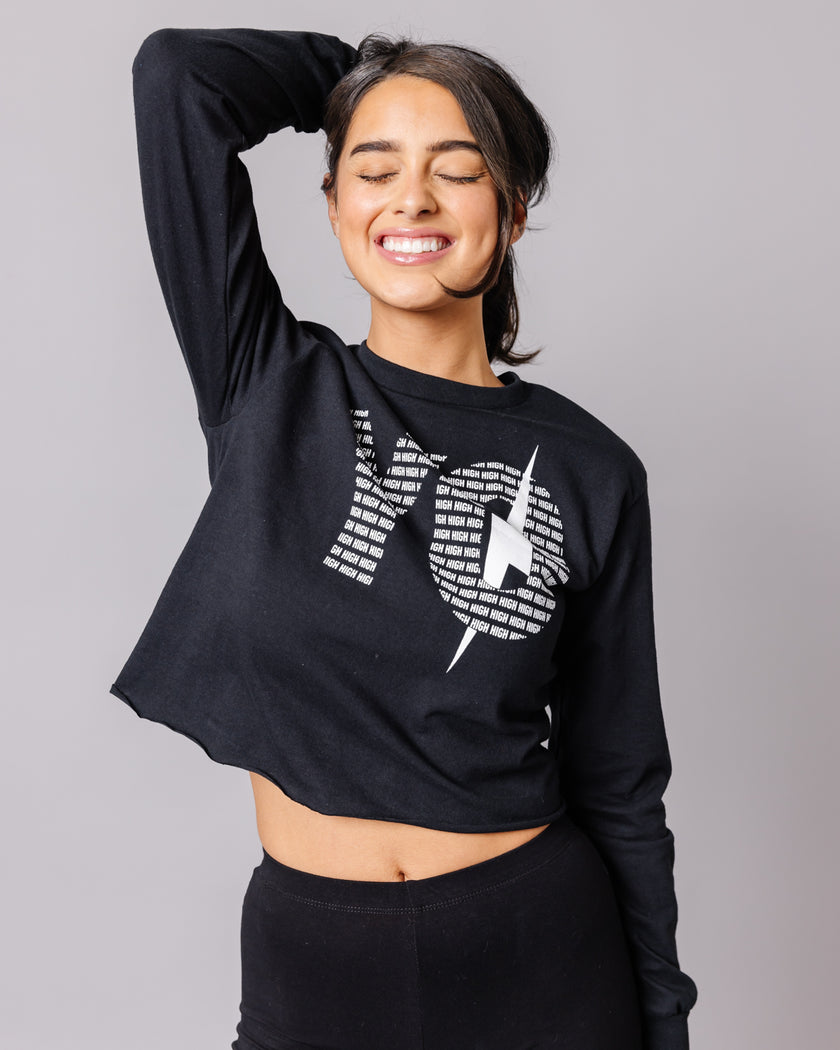 HIGH-YO Long Sleeve Crop | Black