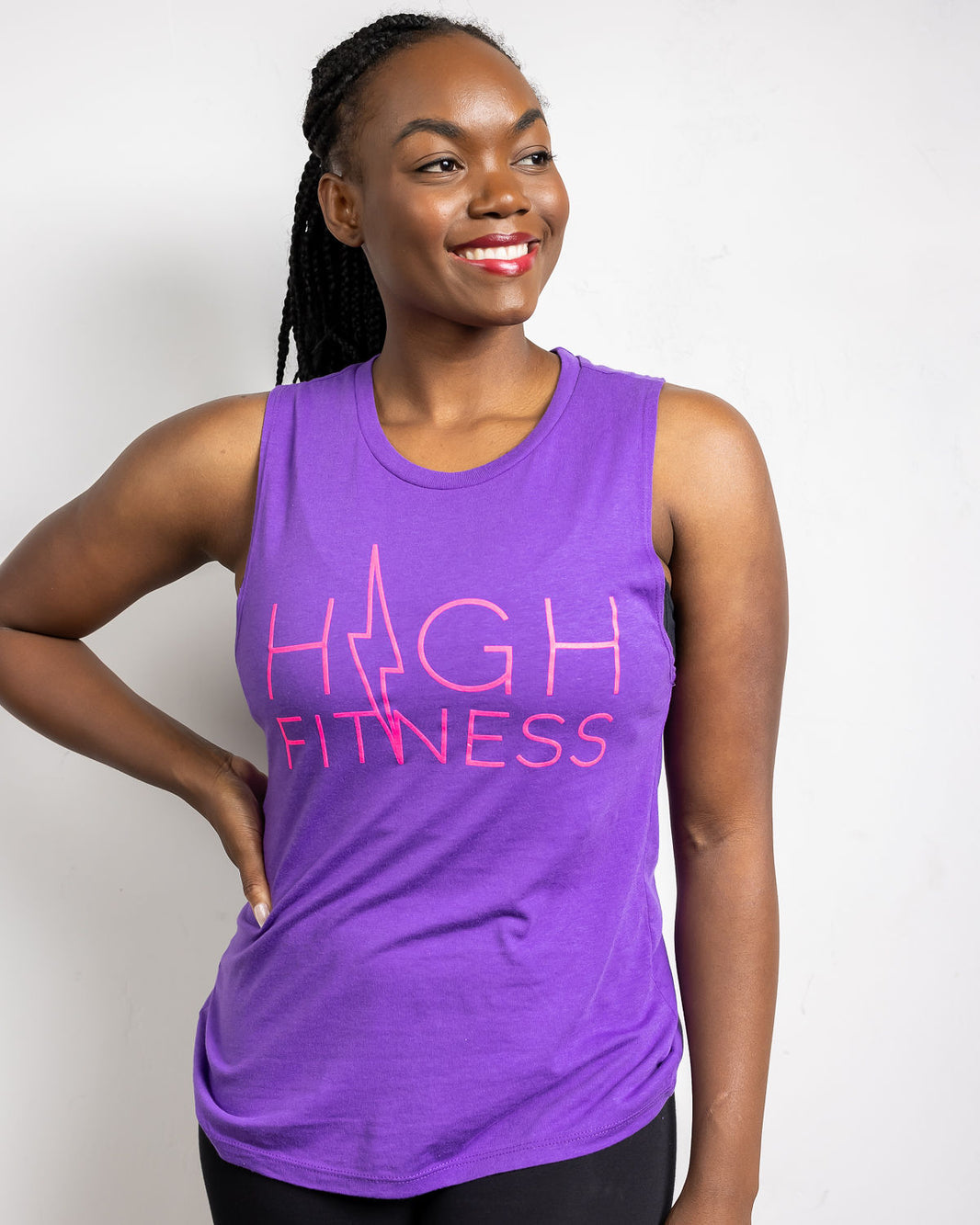 Pink Stencil Logo Muscle Tank | Purple