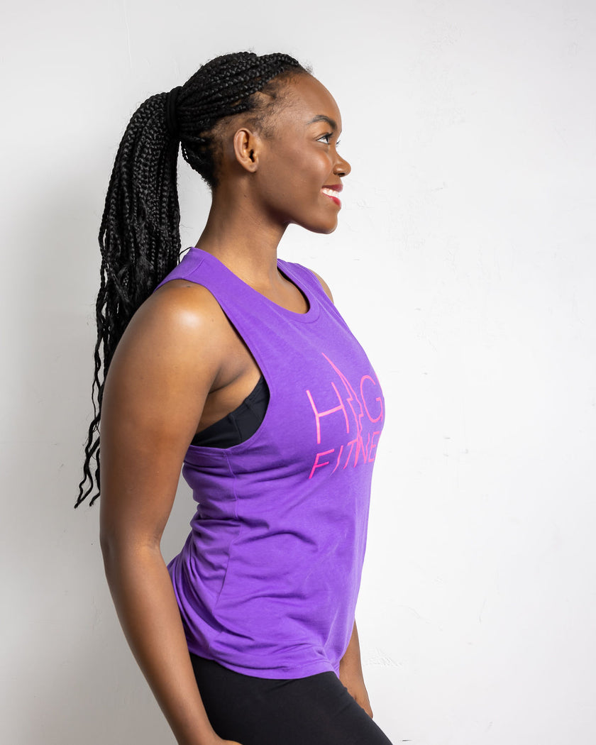 Pink Stencil Logo Muscle Tank | Purple