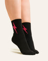 HIGH Socks Pink with Black Bolt