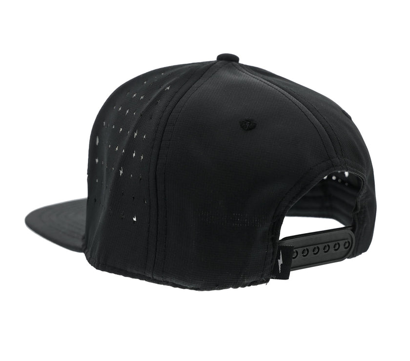 Embroidered Laser Cut Bolt Flat Brim | Black