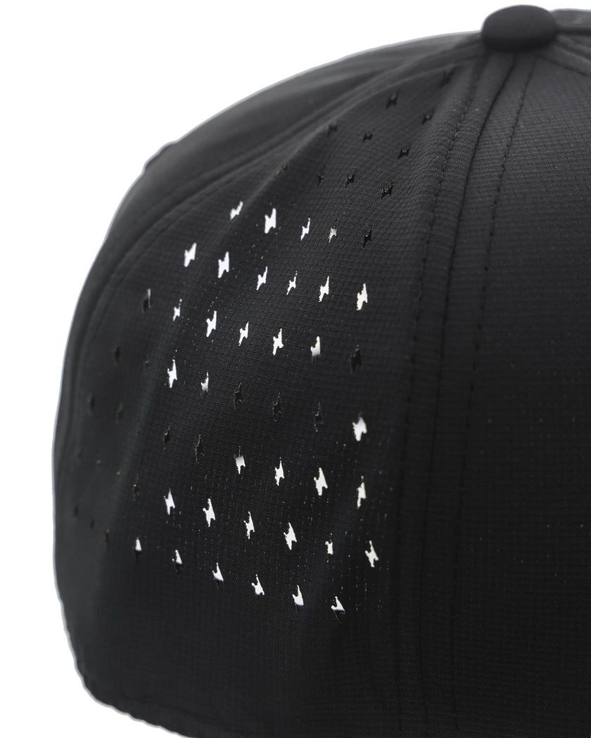 Embroidered Laser Cut Bolt Flat Brim | Black