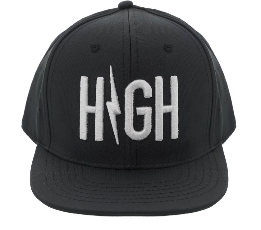 Embroidered Laser Cut Bolt Flat Brim | Black