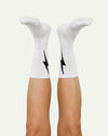 HIGH Socks White with Black Bolt