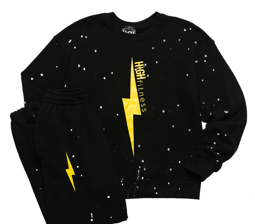 Plush Poly-Blend | Sweatsuit Black Paint Splatter