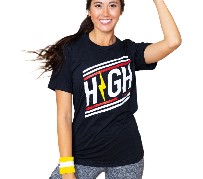 Striped Logo Tee | Black